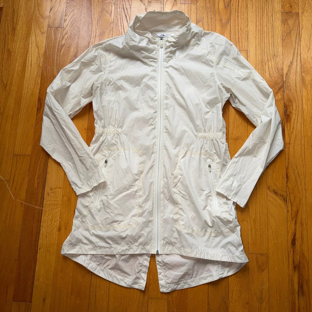 The North Face Womens Cream Ripstop Windbreaker Jacket Cinched Waist Medium